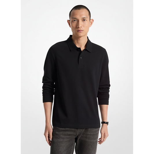 Michael Kors Black Long Sleeve Polo Shirt (CF4528TENL-BLACK) Men