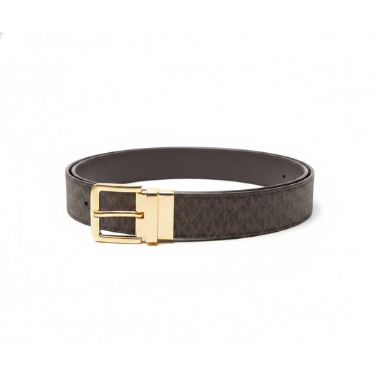 Michael Kors MK Monogram Reversible Belt Brown Gold, Women
