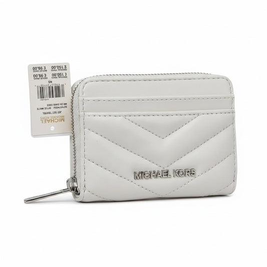 Michael Kors Quilted Card Holder Optic White, Women
