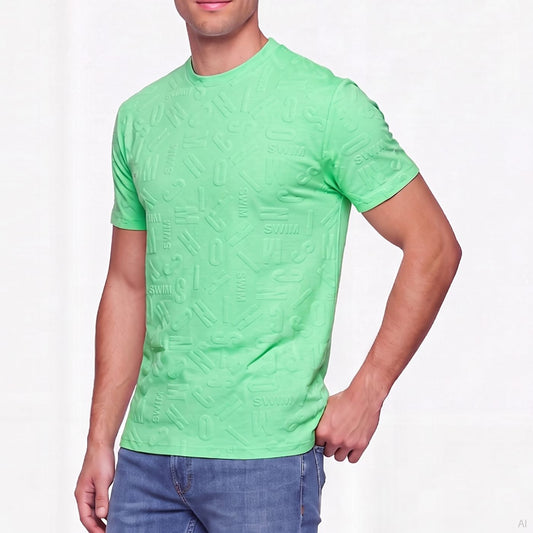 Moschino SWIM All-Over Embossed T-Shirt Green (A07049405-0396), Men