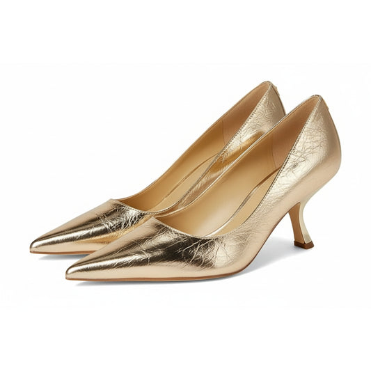 Michael Kors Metallic Gold Pointed Toe Pumps (40F4LUMP6M-PALE-GOLD) Women