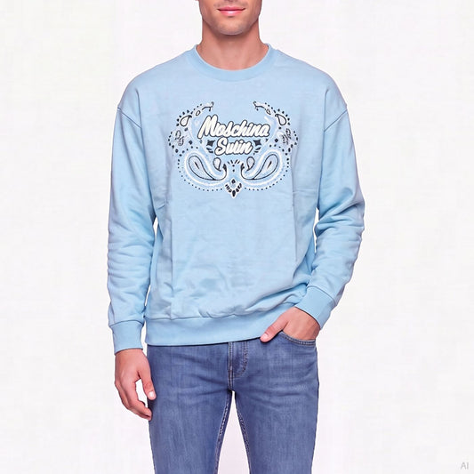 Moschino Paisley Logo Crewneck Sweatshirt Blue (A17099430-0305), Men
