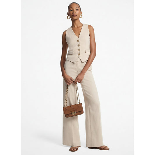 Michael Kors Beige Linen Pants (MS530TFH6R-DUNE) Women