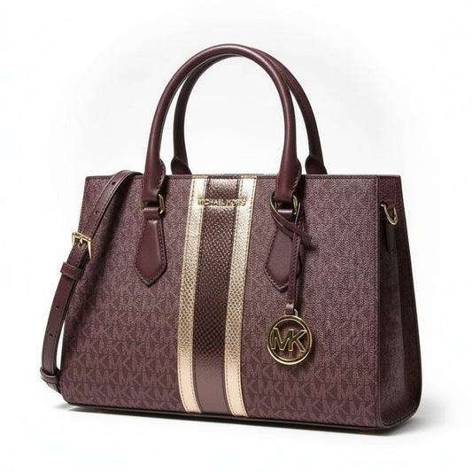 Michael Kors Burgundy Striped Handbag SHEILA, Women