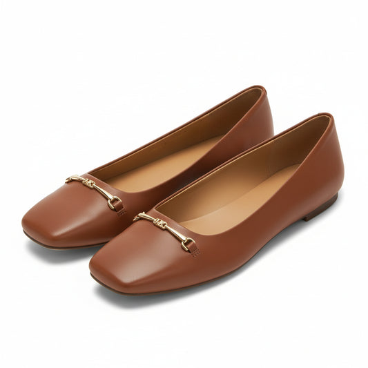 Michael Kors Brown Leather Ballet Flats (40S5LEFP1L-LUGGAGE) Women