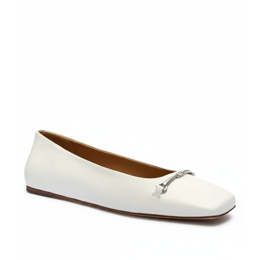 Michael Kors White Leather Ballet Flats (40S5LEFP1L-WHITE) Women