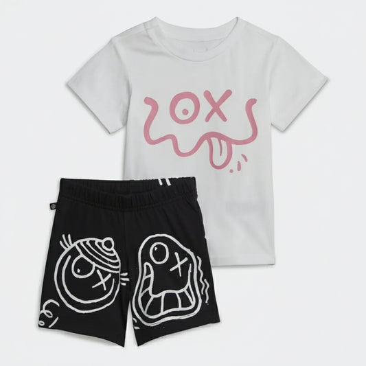 Adidas Tracksuits SHORT TEE SET (IC8888-WHITE_BLACK) Unisex