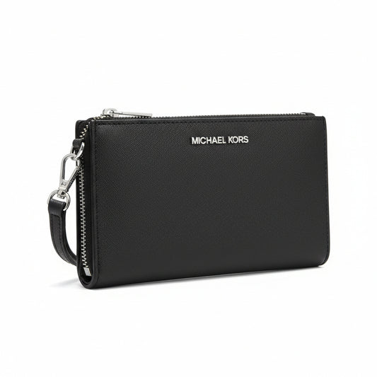 Michael Kors Black Leather Double Zip Wristlet (35F8STVW0L-BLACK) Women