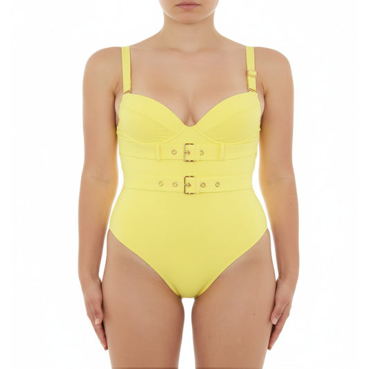 Moschino Yellow Belted One-Piece Swimsuit (A49829503-0021) Women