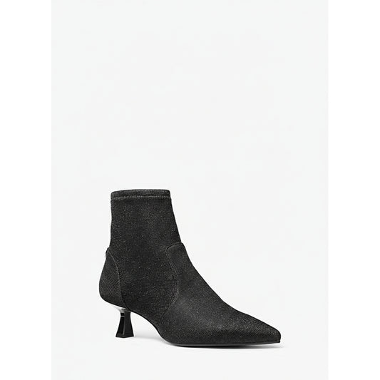 Michael Kors Black Glitter Kitten Heel Ankle Boots (49F5AMME5D-BLACK) Women