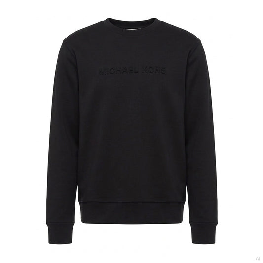 Michael Kors Black Embroidered Logo Crew Sweatshirt, Men