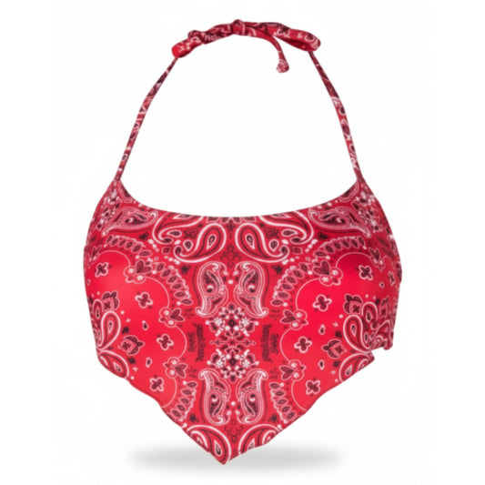 Moschino Red Paisley Bandana Bikini Top (A57454902-1215) Women