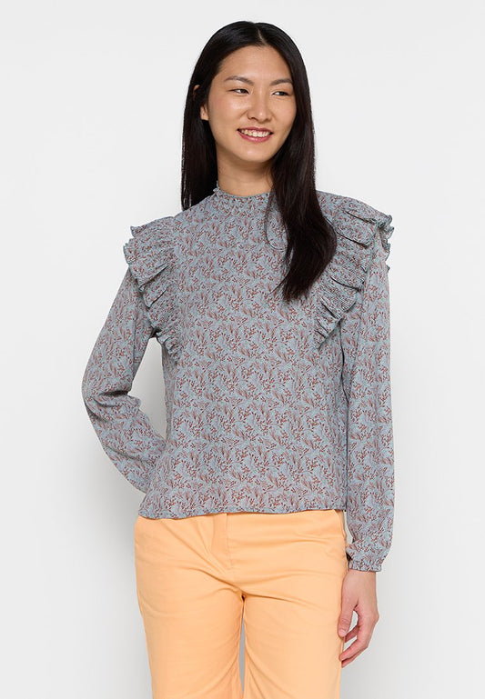 JDY MELINE L/S FRILL TOP WVN LO Light Blue (ZZO26XC02-K00) Women