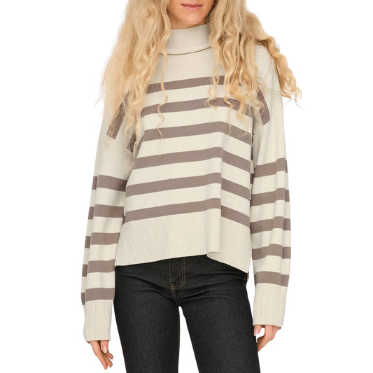 Only Bari High Neck Knitted Sweater (15283109-BIRCH) Women