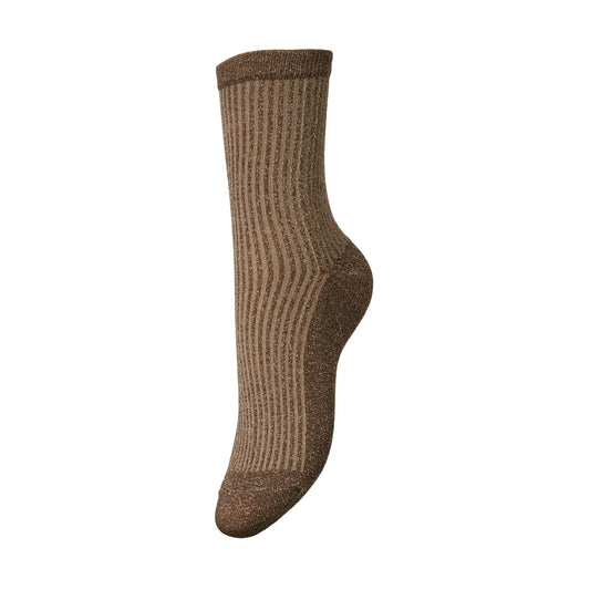Pieces Ebby Glitter Long Stripe Socks (17151110-TAUPEGRAY) Women