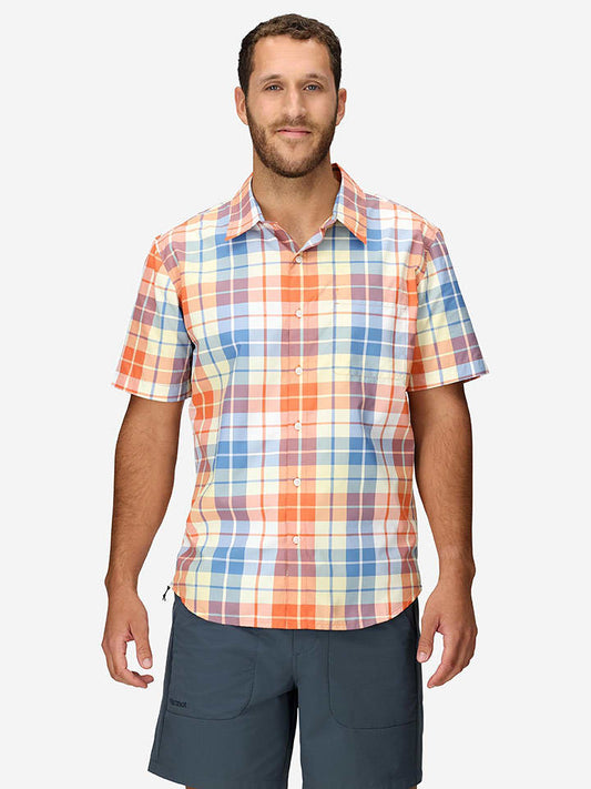 Marmot Performance Shirt "Air Exchange Solar Shield" Orange / Blue Men