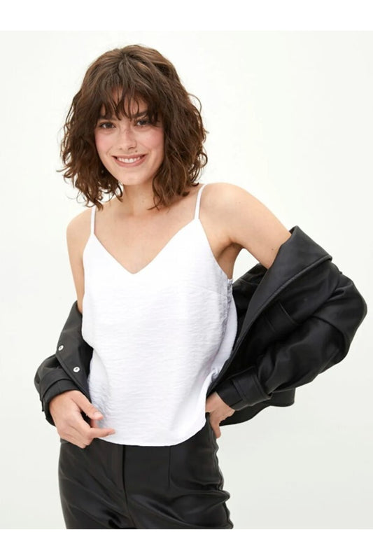 LC Waikiki V-Neck Straight Strap Women's Blouse White Women