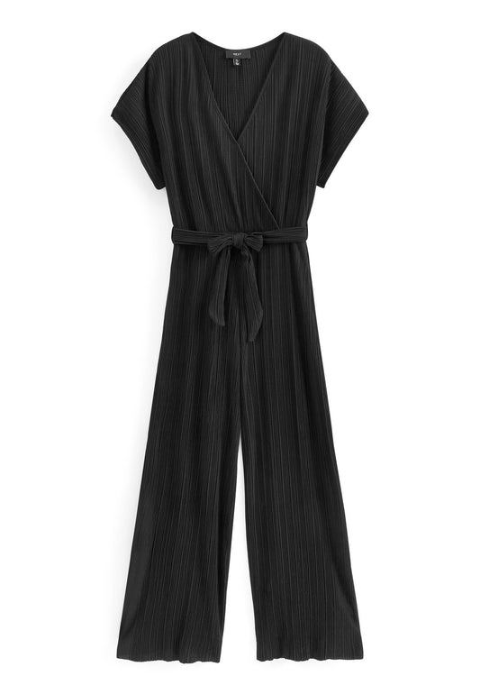 Next Short Sleeve Plisse Jumpsuit Standard Black (NX321T0N5-Q11) Women
