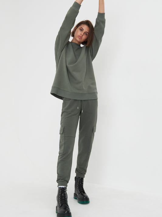 Sinsay Women hoodless sweatshirts (2381F-97X Khaki)