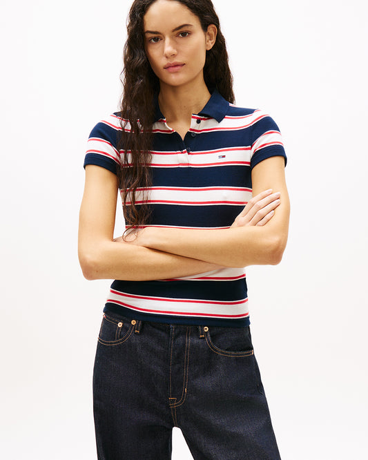 Tommy Hilfiger Polo Shirt Dark Night Navy / Multi Stripe (425579) Women