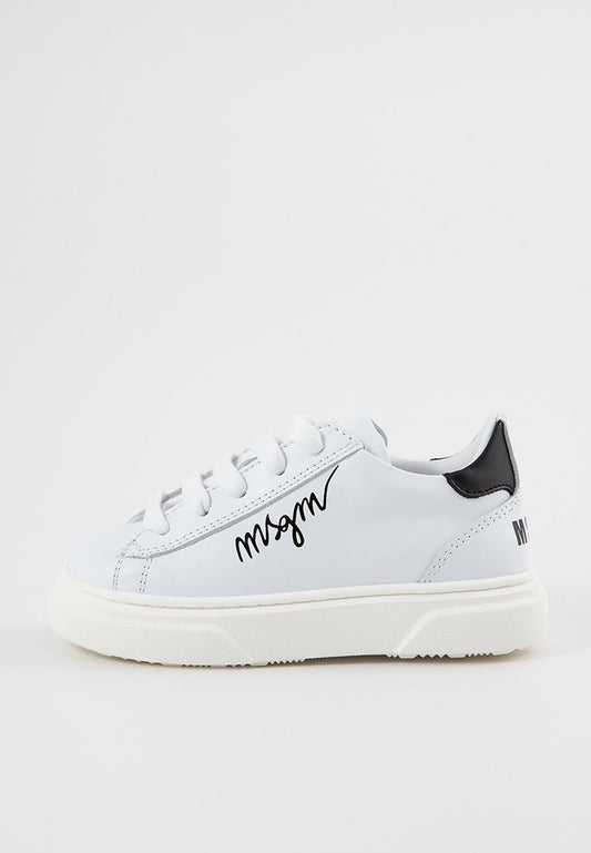 Msgm CONTRASTING PRINTED LOGO LEATHER LACE-UP LOW SNEAKERS white (ZZO2JFW06-A00) Kids