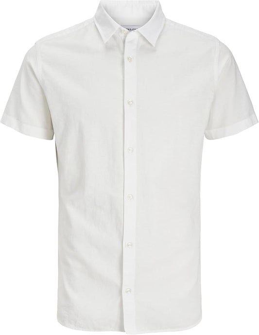 Jack & Jones Plus JJEBREEZE LINEN BLEND SHIRT SS SN PLS White (12269090-White) Men