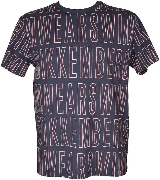 Bikkembergs CREW NECK 
T-SHIRT FREEHAND (BKK25MTS06_NAVY) Men