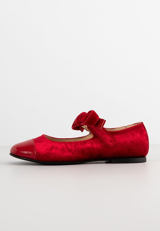 ELIE SAAB VELVET MARY JANE WITH BOW EMBELLISHED Red (ZZO2LMX07-G00) Kids