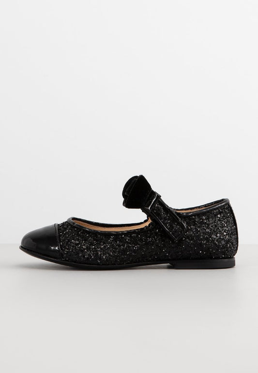 ELIE SAAB GLITTER MARY JANE WITH BOW EMBELLISHED Black (ZZO2LMX10-Q00) Kids