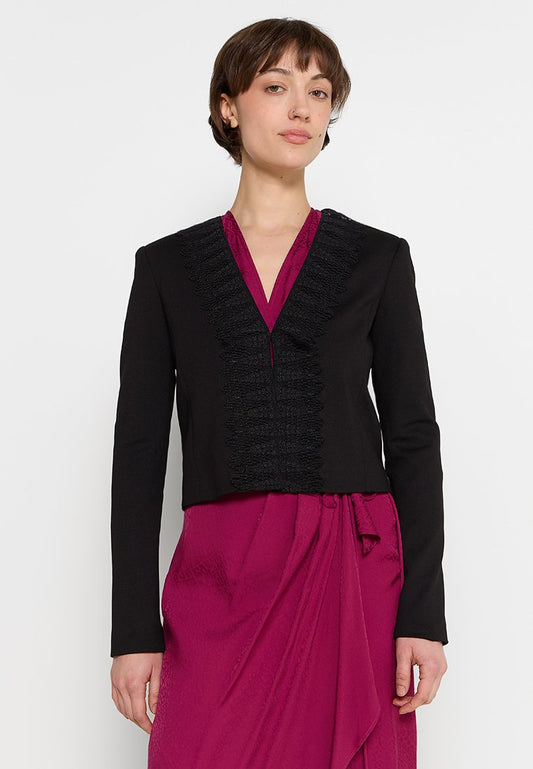 TWINSET Jacket SCOLLO A "V" CON MACRAME' Black (ZZO27GP16-Q00) Women