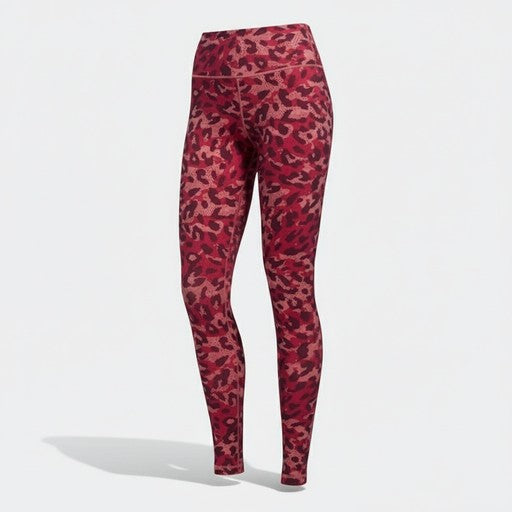 Adidas Red Leopard Camouflage Athletic Leggings, Women