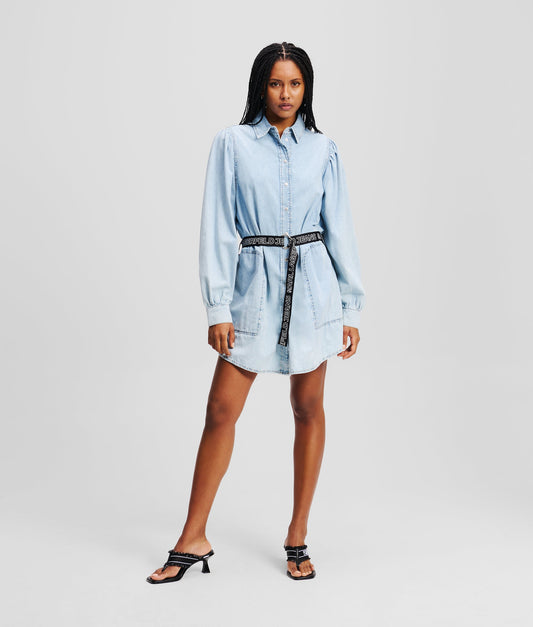 Karl Lagerfeld Jeans Klj Puff Sleeve Denim Dress Light Blue (A2W13022356) Women