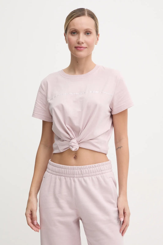 DKNY Rhinestone Stripe Logo Tee Allure (DP4T9518ALR) Women