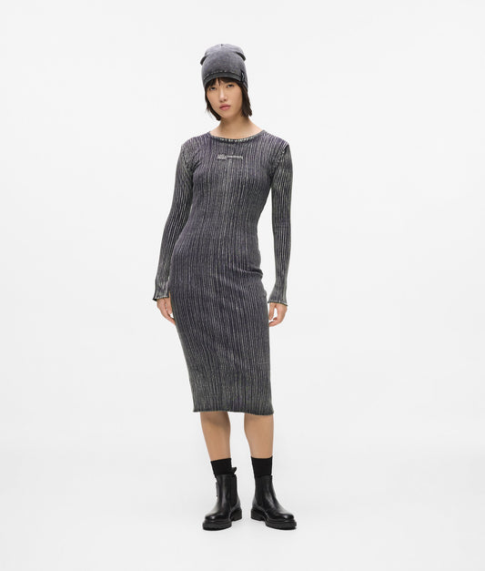 Karl Lagerfeld Jeans Klj Ls Ribbed Dress Washed Black (B1W130551BJ) Women