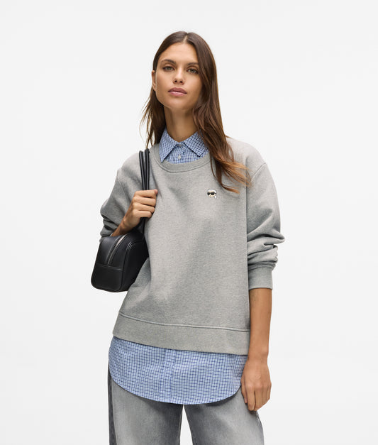 Karl Lagerfeld Ikon Fabric Mix Sweatshirt Light Grey Melange (B1W20028257) Women