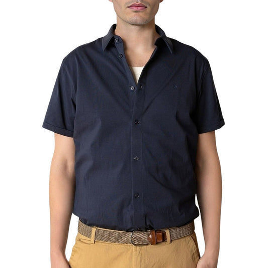 Clean Cut Copenhagen Clean Formal Stretch SS Classic Shirt (CC2588-NAVY) Men