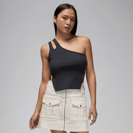 Jordan Women's Asymmetrical Ribbed Tank Off Noir (FN5798-045) Women