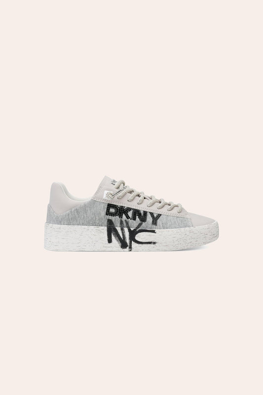 DKNY Ginali Graffiti Lace Up Sneakers Grey/White (K1533628GRW) Women