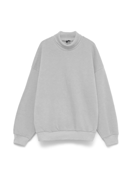 Cecilie High Neck Long Sleeve Slit Sweat Exp Light Grey Melange (10351863) Women