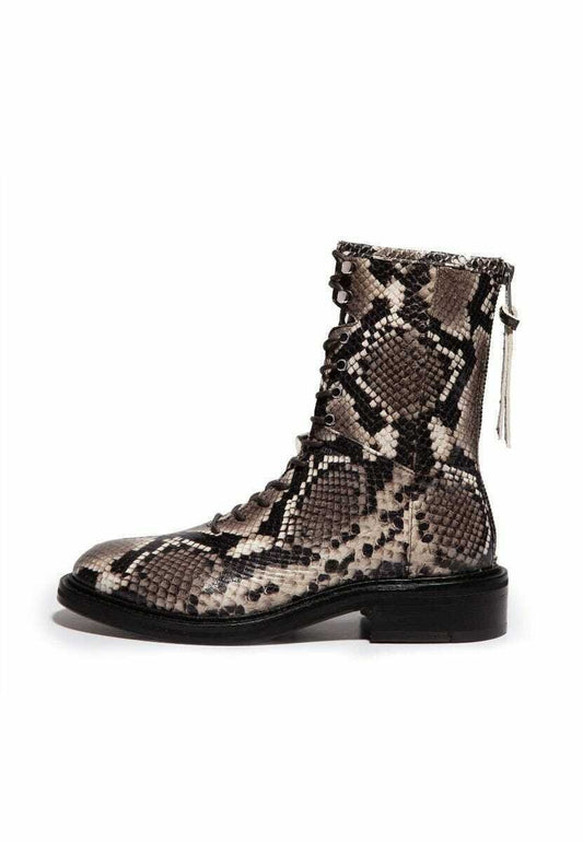 AllSaints All Saints Misty Grey Snake Print Leather Ankle Boots Grey (A0Q11N022-C11) Women