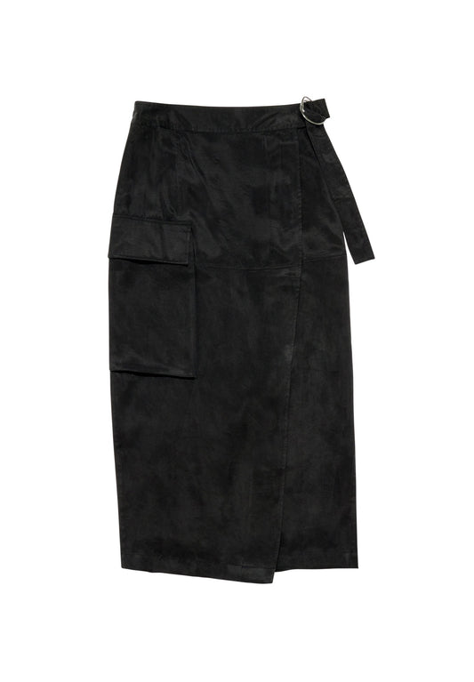 BIMBA Y LOLA Washed black cupro cargo skirt (B0E21B01F-Q11) Women