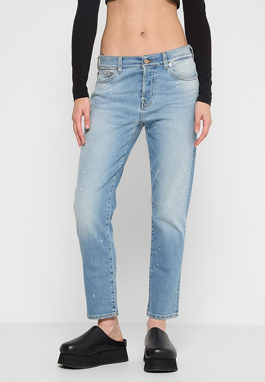 7 for all mankind ASHER Luxe Vintage Dream Time with White Spots Light Blue (ZZO2UVZ12-K00) Women