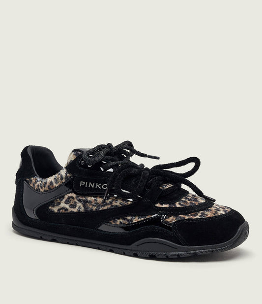 YULIA 01 - SNEAKER COW SUEDE/VELVET/PATENT BLACK/LEOPARD Women