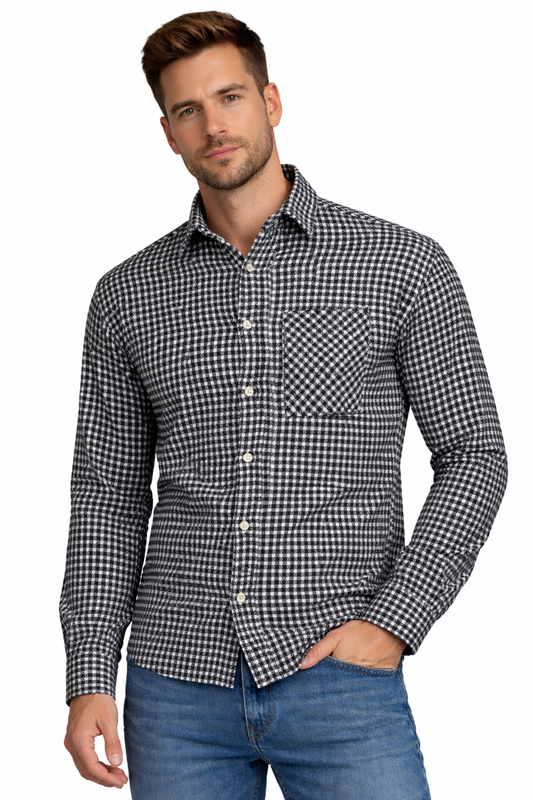 PLUS POSH Shirt Men's Czarno-white PEPITKA (8981) Men