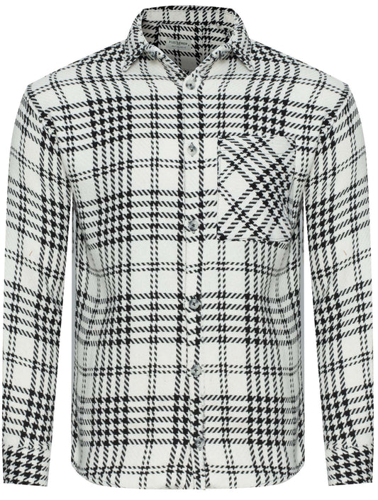 PLUS POSH Shirt Men's Kremowo-black PEPITKA (8475) Men
