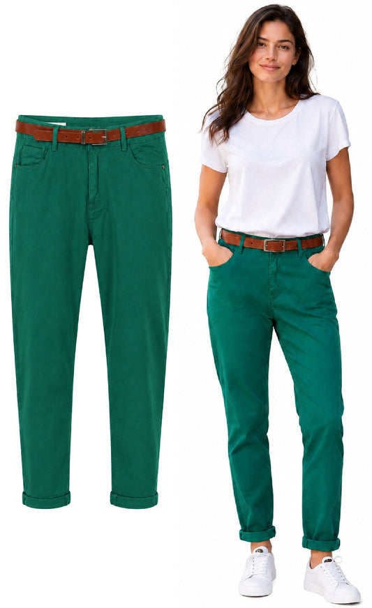 M.SARA TROUSERS JEANS BOYFRIEND HIGH WAIST + BELT (10403) Women