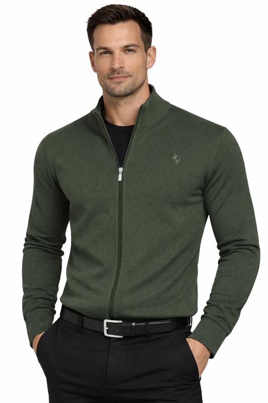 POLO LARA Sweater Men's ROZPINANY Khaki K (8904) Men