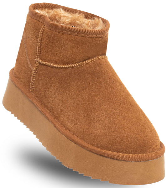 SOLO SOPRANI COUTURE Leather Ankle Boots Women's HUGH PLATFORM CAMEL (5879) Women