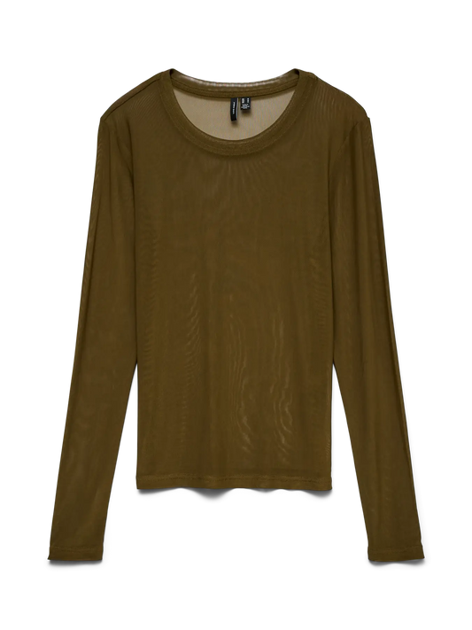 Livia Long Sleeve Mesh Top Exp Dark Olive (10349940) Women