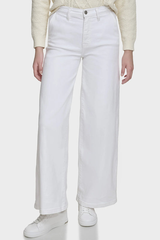 DKNY High Rise Wide Leg Jeans Optic White (DJ4G4008OPT) Women